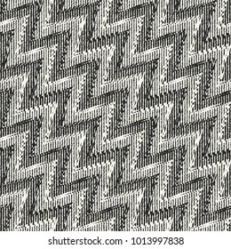 Monochrome Dashed Zigzag Motif Variegated Textured Pattern
