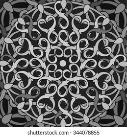 Monochrome decorative background with a circular pattern. Mandala. Vector illustration