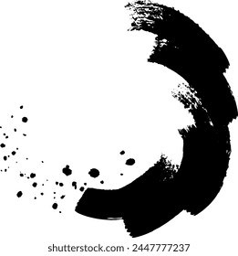 Monochrome decorative frame material drawn with a brush.