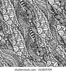 Monochrome Decorative hand drawn nature ornamental ethnic vector background