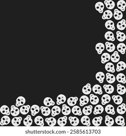 Monochrome decorative Skulls Corner Frame border in grayscale. Day of the dead Copy space Template