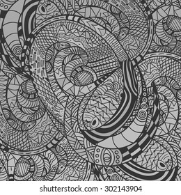 Monochrome decorative Snake Pattern. Horoscope Print