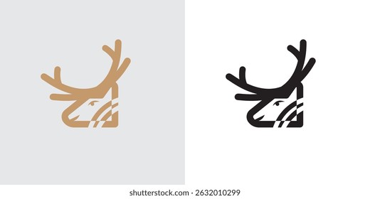monochrome deer head logo vector