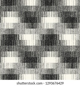 Monochrome Degrade Effect Block Textured Graphic Motif. Seamless Pattern.