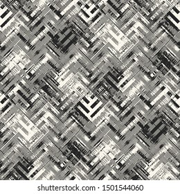 Monochrome Degrade Effect Textured Complexity Geometric Background. Seamless Pattern.