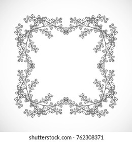 Monochrome, delicate frame from branches