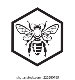 monochrome design with bee and of honeycomb