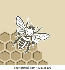 monochrome design with bee and of honeycomb