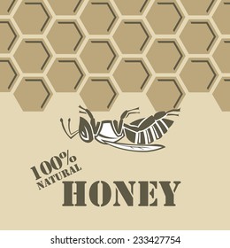 monochrome design with bee and of honeycomb