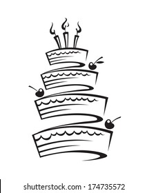 monochrome design of birthday cake