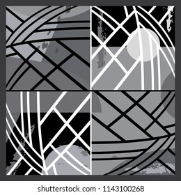 Monochrome design with black and white lines pattern