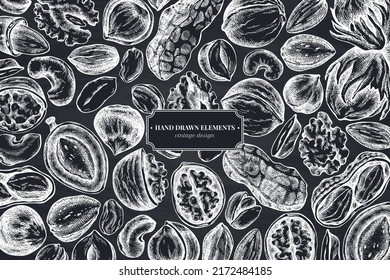 Monochrome design with chalk cashew, peanut, pistachio, etc.
