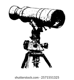 monochrome design of a classic telescope black and white vector illustration