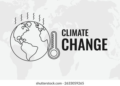 Monochrome design of Earth Climate Change, emphasizing environmental urgency.