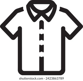 The monochrome design focuses on the shirt's outline, collar, and button placket, making it suitable for a multitude of uses including fashion apps, retail signage, and wardrobe planning tools.