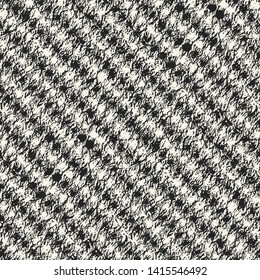 Monochrome Diagonal Dashed Stroke Crumpled Effect Textured Background. Seamless Pattern.