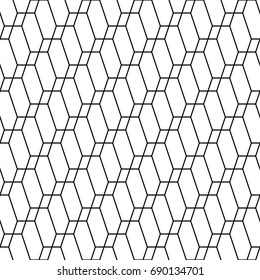 Monochrome diagonal hexagon background. Seamless vector pattern