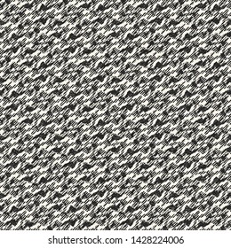 Monochrome Diagonal Irregular Stroke Melange Textured Background. Seamless Pattern.