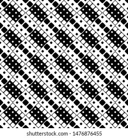 Monochrome diagonal rounded square pattern background - black and white vector illustration