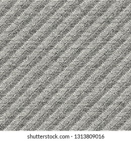 Monochrome Diagonal Striped Grain Stroke Textured Background. Seamless Pattern.