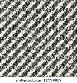 Monochrome Diagonal Striped Mottled Textured Distressed Background. Seamless Pattern.