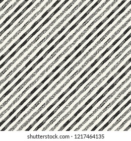 Monochrome Diagonal Striped Variegated Textured Background. Seamless Pattern.