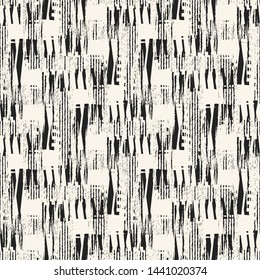 Monochrome Diagonal Zigzag Washed Canvas Effect Textured Background. Seamless Pattern.