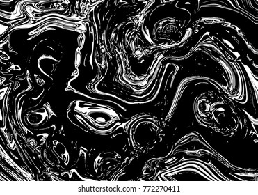 Monochrome digital marbling background. Liquid surface backdrop. Grungy suminagashi vector for web design or festival invitation. Fluid color pattern. Traditional Turkish ebru technique