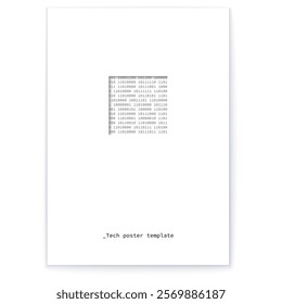 Monochrome Digital Matrix. Minimalist Tech Poster. Digital Aesthetics.