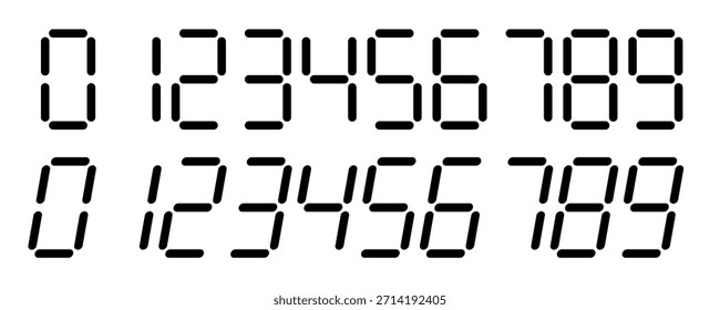 Monochrome digital numbers set from 0 to 9.