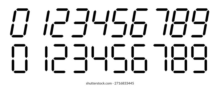 Monochrome digital numbers set from 0 to 9.