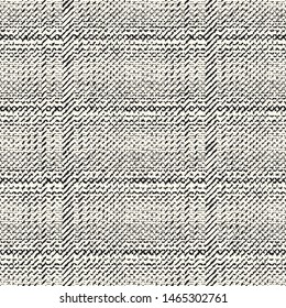 Monochrome Disrupted Checked Textured Background. Seamless Pattern. 