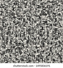 Monochrome Disrupted Melange Textured Background. Seamless Pattern.