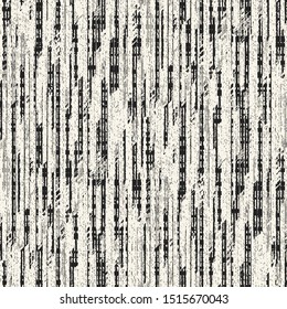 Monochrome Distressed Canvas Effect Textured Broken Striped Background. Seamless Pattern.