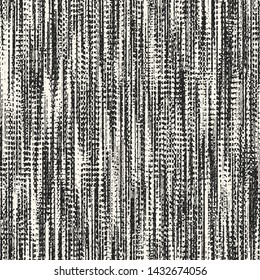 Monochrome Distressed Canvas Grain Stroke Textured Background. Seamless Pattern. 