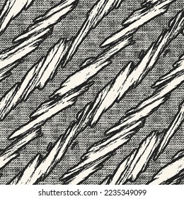Monochrome Distressed Canvas Textured Brush Stroke Stripes Pattern