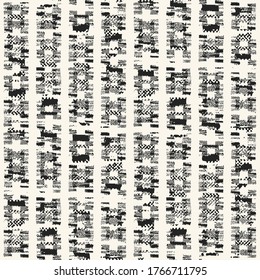 Monochrome Distressed Canvas Textured Checked Pattern