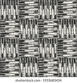 Monochrome Distressed Canvas Textured Checked Pattern