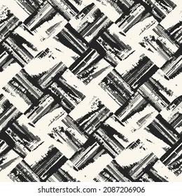 Monochrome Distressed Canvas Textured Checked Pattern