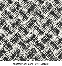 Monochrome Distressed Canvas Textured Checked Pattern
