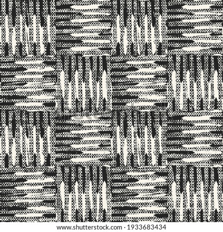 Monochrome Distressed Canvas Textured Checked Pattern