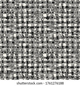 Monochrome Distressed Canvas Textured Checkered Pattern