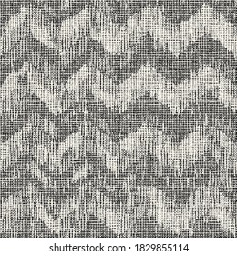 Monochrome Distressed Canvas Textured Chevron Pattern
