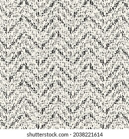 Monochrome Distressed Canvas Textured Chevron Pattern