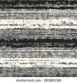 Monochrome Distressed Canvas Textured Irregularly Striped Pattern