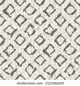 Monochrome Distressed Canvas Textured Square Dots Pattern