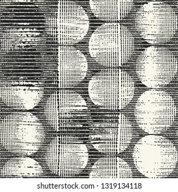 Monochrome Distressed Dots Grain Stroke Textured Background. Seamless Pattern.