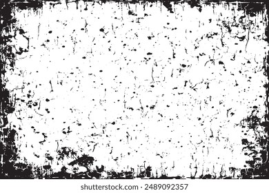 Monochrome Distressed Grungy Background with Dark Spots and Scratches Black and White Texture