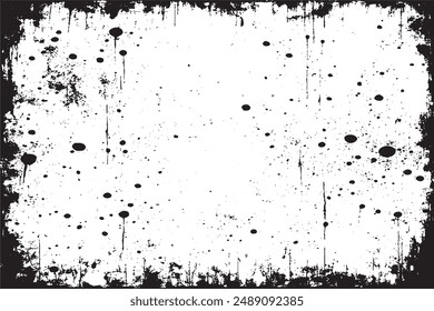 Monochrome Distressed Grungy Background with Dark Spots and Scratches Black and White Texture