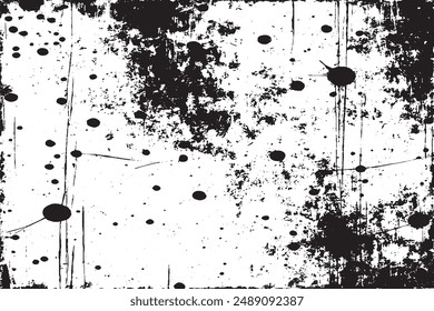 Monochrome Distressed Grungy Background with Dark Spots and Scratches Black and White Texture